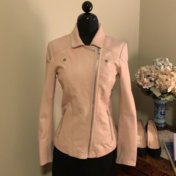 Danier Blush Pink Leather Jacket 2XS XXS - Picture 9 of 13